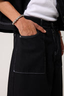 Dikişli Denim Baggy Şort