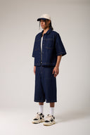 Dikişli Denim Baggy Şort
