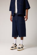Dikişli Denim Baggy Şort