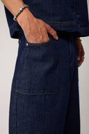Dikişli Denim Baggy Şort