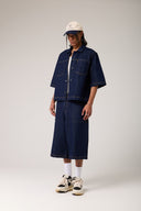 Dikişli Denim Baggy Şort
