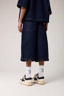 Dikişli Denim Baggy Şort