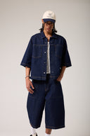 Dikişli Oversize Denim Gömlek