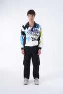 Grafiti Desen Yarım Fermuarlı Polar Sweatshirt