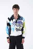 Grafiti Desen Yarım Fermuarlı Polar Sweatshirt