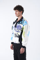 Grafiti Desen Yarım Fermuarlı Polar Sweatshirt