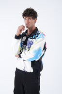 Grafiti Desen Yarım Fermuarlı Polar Sweatshirt