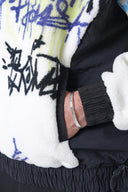 Grafiti Desen Yarım Fermuarlı Polar Sweatshirt