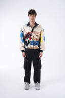 Grafiti Desen Yarım Fermuarlı Polar Sweatshirt