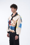 Grafiti Desen Yarım Fermuarlı Polar Sweatshirt