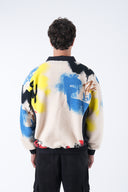 Grafiti Desen Yarım Fermuarlı Polar Sweatshirt
