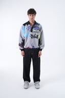 Grafiti Desen Yarım Fermuarlı Polar Sweatshirt