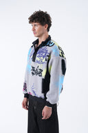 Grafiti Desen Yarım Fermuarlı Polar Sweatshirt