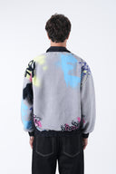 Grafiti Desen Yarım Fermuarlı Polar Sweatshirt
