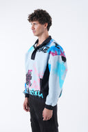 Grafiti Desen Yarım Fermuarlı Polar Sweatshirt