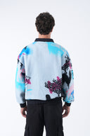 Grafiti Desen Yarım Fermuarlı Polar Sweatshirt