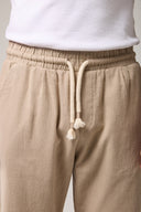 Keten Bel Bağlamalı Baggy Pantolon