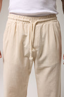 Keten Bel Bağlamalı Baggy Pantolon