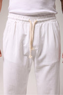Keten Bel Bağlamalı Baggy Pantolon