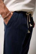 Keten Bel Bağlamalı Baggy Pantolon