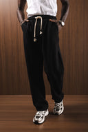 Keten Bel Bağlamalı Baggy Pantolon