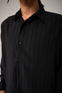 Keten Görünümlü Çizgili Gömlek