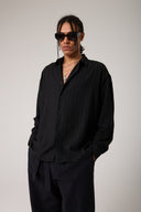 Keten Görünümlü Çizgili Gömlek