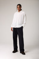 Keten Görünümlü Çizgili Gömlek