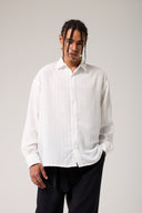 Keten Görünümlü Çizgili Gömlek