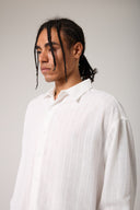 Keten Görünümlü Çizgili Gömlek