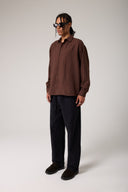 Keten Görünümlü Çizgili Gömlek