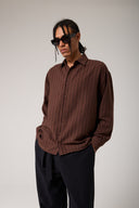 Keten Görünümlü Çizgili Gömlek