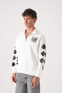 Kontrast Desenli Modern Sweatshirt