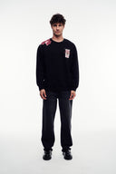 Motif Baskılı Bisiklet Yaka Sweatshirt