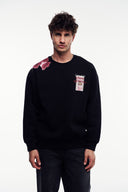 Motif Baskılı Bisiklet Yaka Sweatshirt