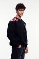 Motif Baskılı Bisiklet Yaka Sweatshirt