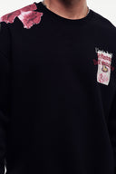 Motif Baskılı Bisiklet Yaka Sweatshirt