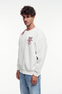 Motif Baskılı Bisiklet Yaka Sweatshirt