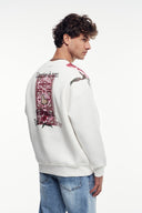 Motif Baskılı Bisiklet Yaka Sweatshirt