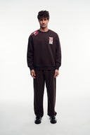 Motif Baskılı Bisiklet Yaka Sweatshirt