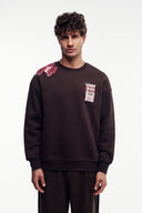 Motif Baskılı Bisiklet Yaka Sweatshirt