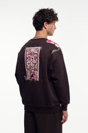 Motif Baskılı Bisiklet Yaka Sweatshirt