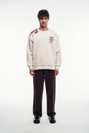 Motif Baskılı Bisiklet Yaka Sweatshirt