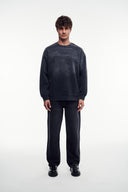 Nakış İşlemeli Yıkamalı Sweatshirt