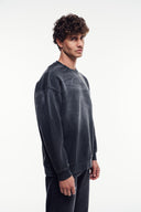 Nakış İşlemeli Yıkamalı Sweatshirt