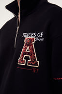 Nakışlı Yarım Fermuarlı Sweatshirt