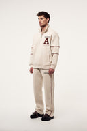 Nakışlı Yarım Fermuarlı Sweatshirt