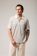 Polo Yaka Çizgili İnce Triko T-Shırt