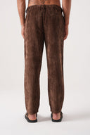 Relax Fit Beli Lastikli Kadife Pantolon