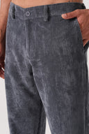 Relax Fit Beli Lastikli Kadife Pantolon